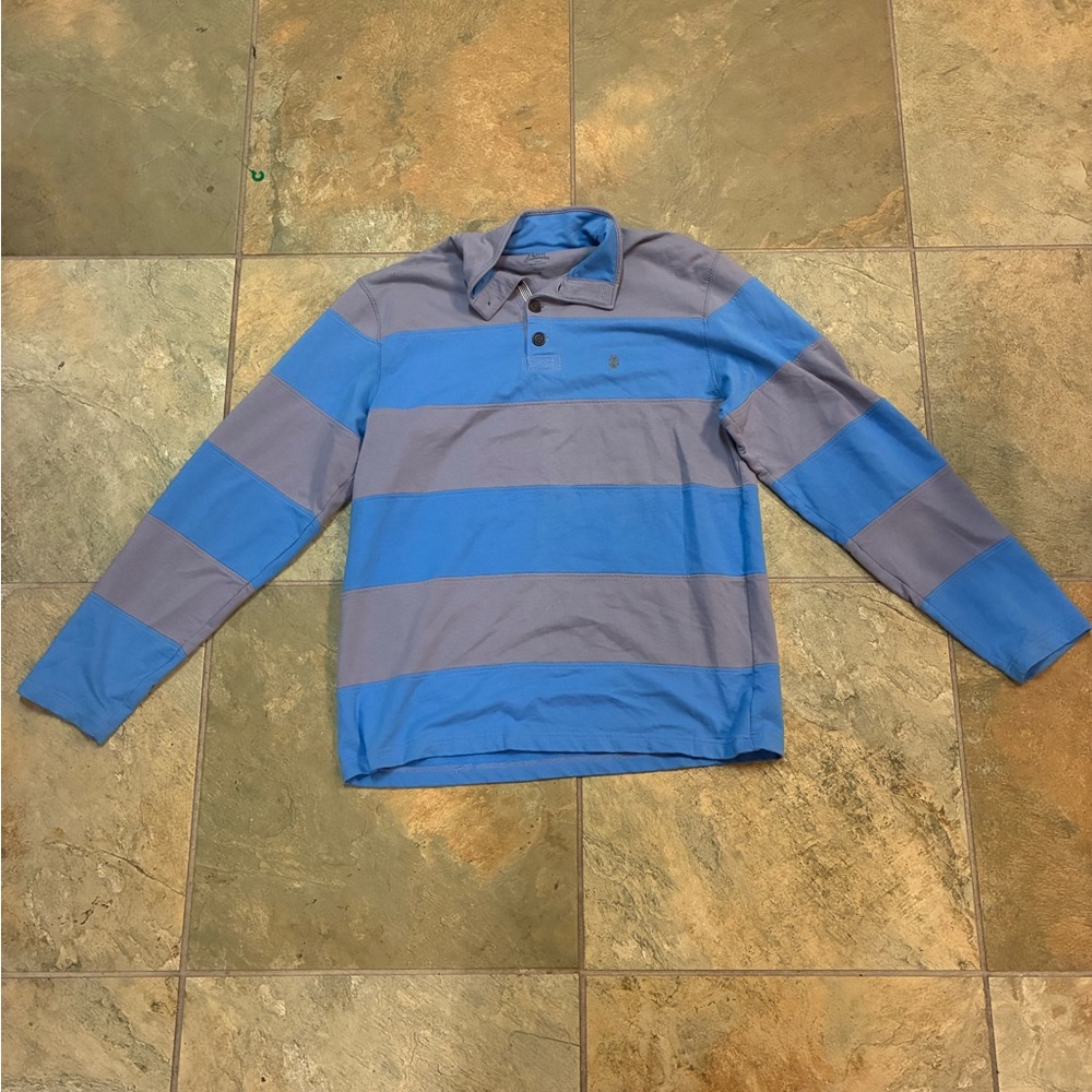 Saltwater Men's Long Sleeve Shirt in Blue and Gray Stripes